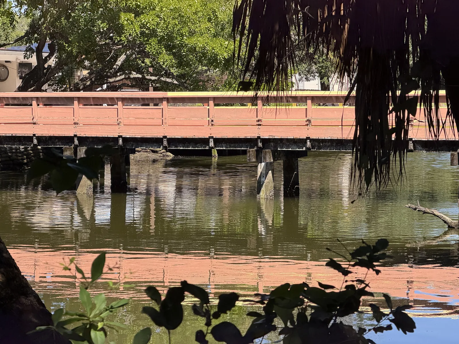 Boardwalk across the water at Stanley Goldman Memorial Park