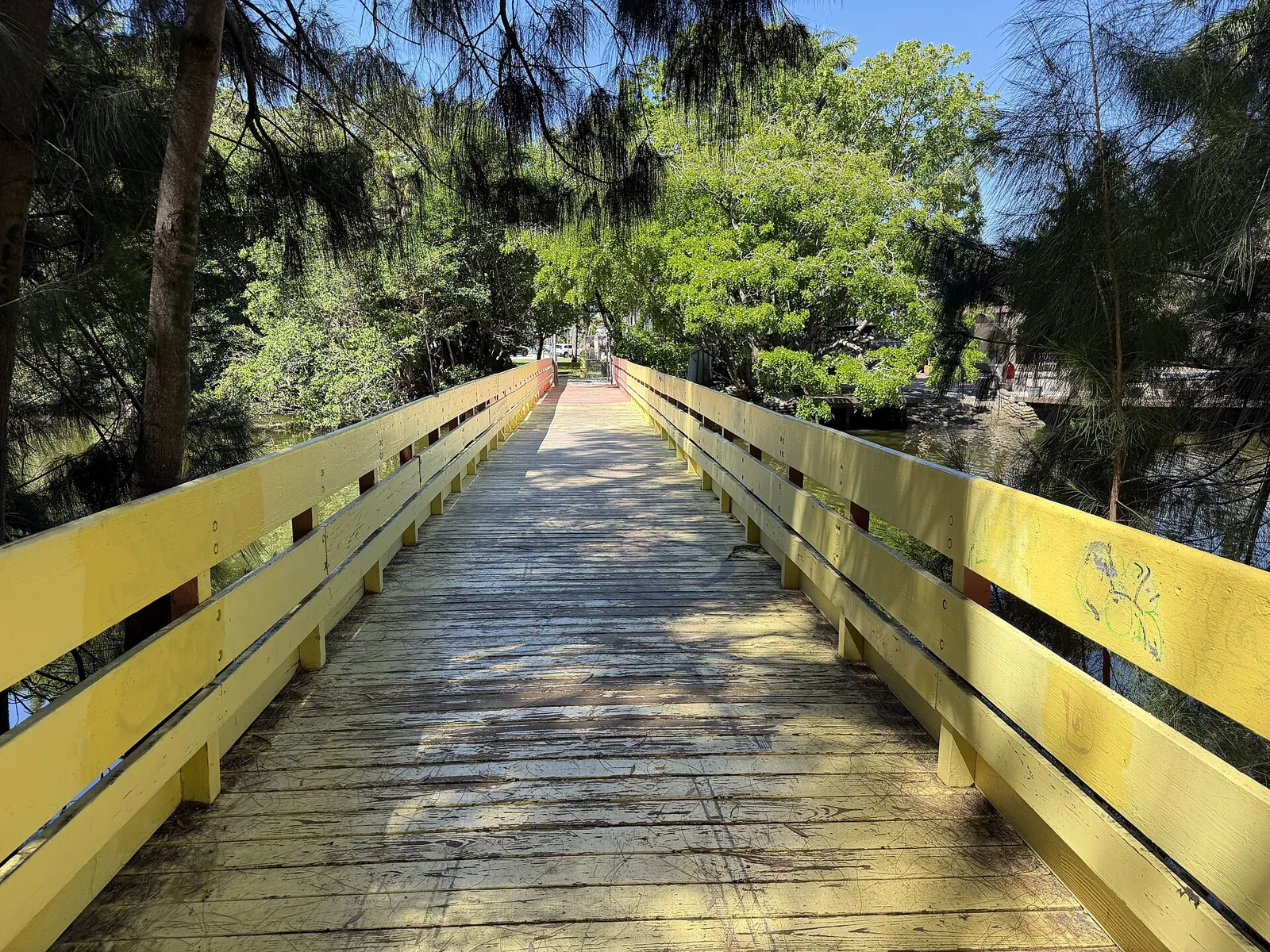 Boardwalk bridge over the water at Stanley Goldman Memorial Park