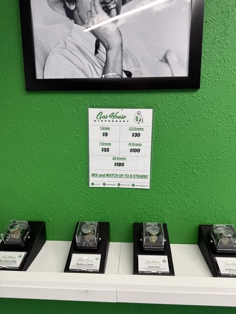 Top-shelf indoor THCA flower at Gas House Dispensary, Dallas.