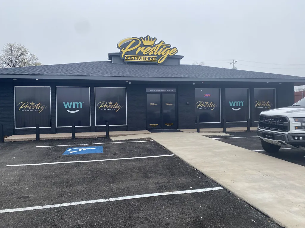 Prestige Cannabis Co. dispensary storefront in Del City, Oklahoma