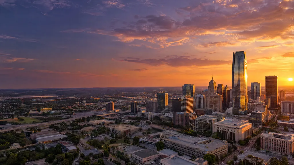 The Oklahoma City skyline at golden hour