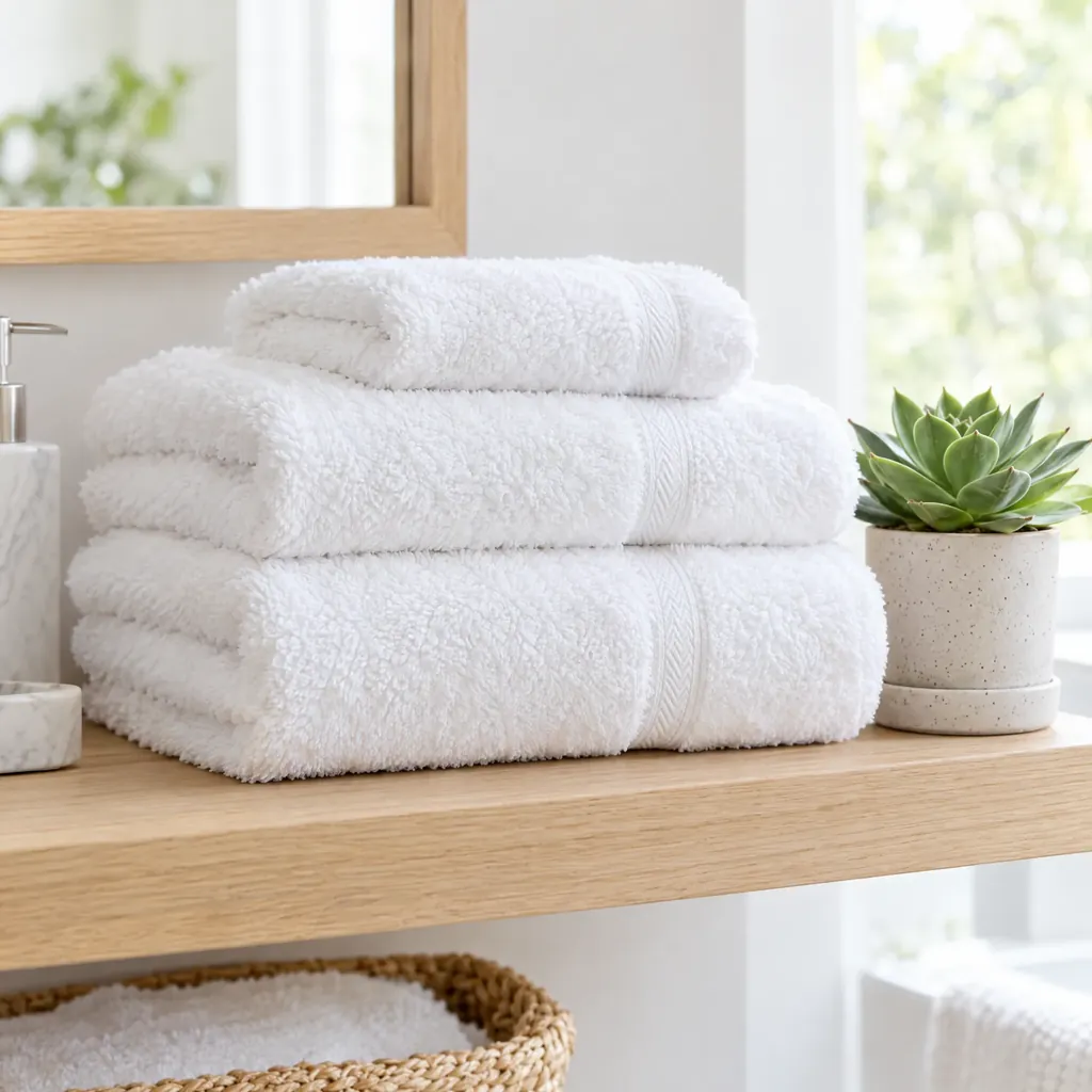 Fluffy white towels washed in soft water