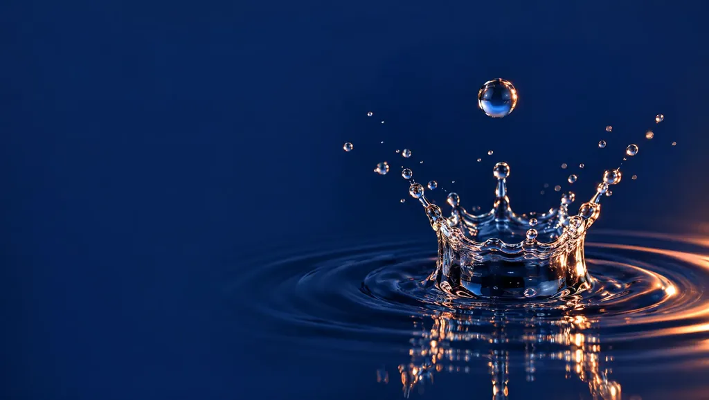 A drop of water splashing into still water