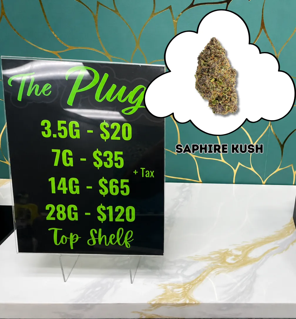 Premium THCA flower at The Plug Smoke Shop, Pompano Beach, FL.