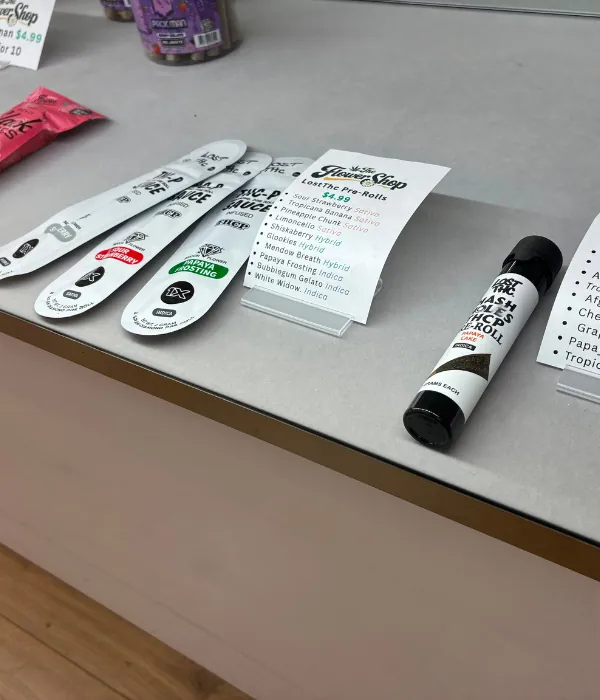 THCA pre-rolls at The Flower Shop Dispensary, North Houston.