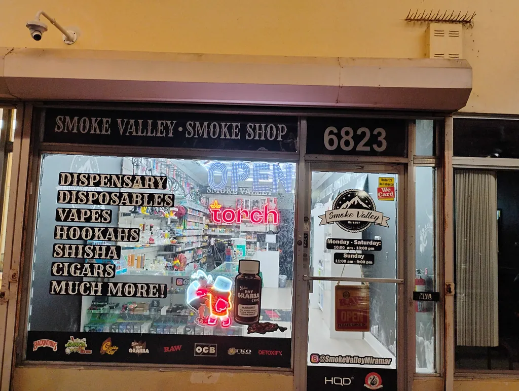 Inside Smoke Valley Smoke Shop Miramar